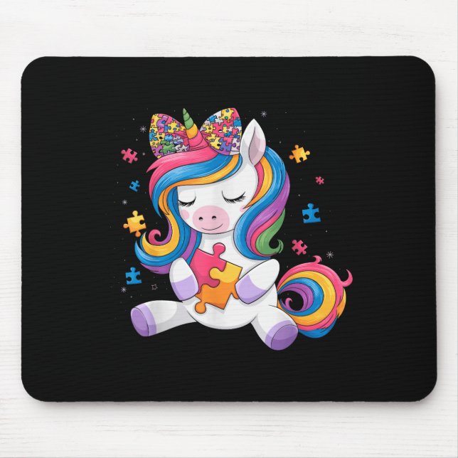 Mousepad Lindo Conhecimento do Autismo Menina Bebê Laço Uni (Frente)