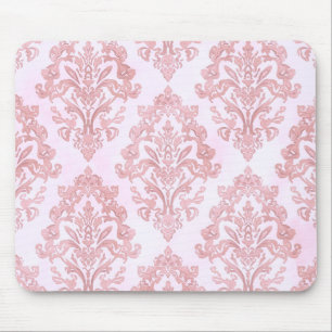 Mousepad Lindo em Rosa Padrão de Damasco Vitoriano em Aquar
