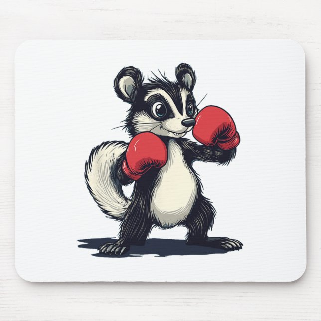 Mousepad Lindo Fantoches de Gambá com Luvas de Boxe  (Frente)