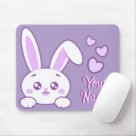 Mousepad Lindo Kawaii Pastel Roxo Bunny Peeky Nome Personal