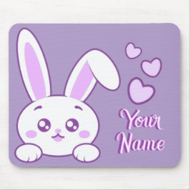 Mousepad Lindo Kawaii Pastel Roxo Bunny Peeky Nome Personal
