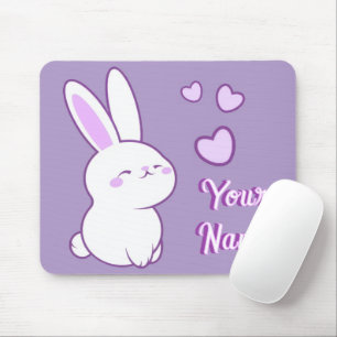 Mousepad Lindo Kawaii Pastel Roxo Coelho Sentado Personaliz