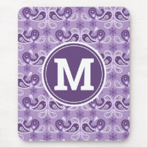Lindo Monograma de Paisley Roxo e Branco Chic Retr