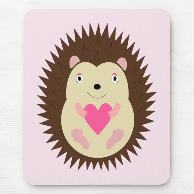 Mousepad Lindo ouriço bebê menina rosa (Frente)