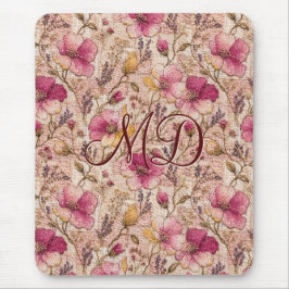 Mousepad Lindo padrão de flor de remendo rosa
