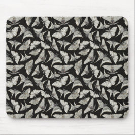 Mousepad Lindo Padrão de Mariposa Bege Preta