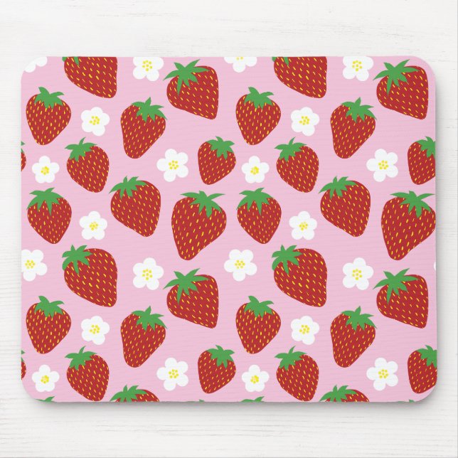 Mousepad Lindo padrão de morango de verão (Frente)