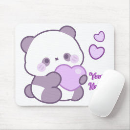 Mousepad Lindo Panda Kawaii Pastel Roxo Nome Personalizado