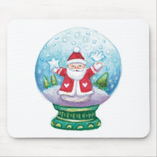 Mousepad Lindo Papai Noel do globo de neve de Natal, Estrel