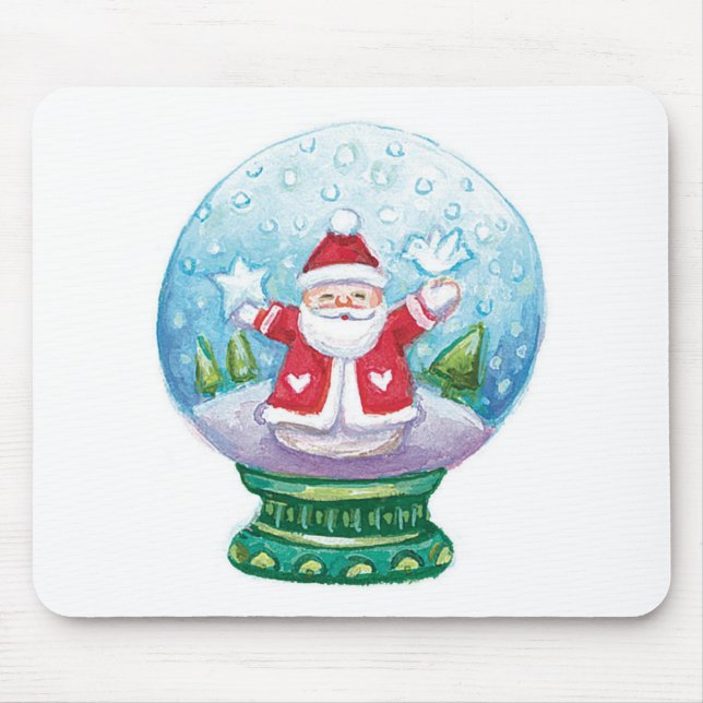 Mousepad Lindo Papai Noel do globo de neve de Natal, Estrel (Frente)