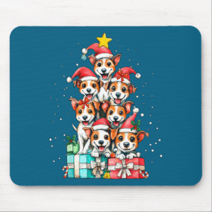 Mousepad Lindo Rat Terrier Cachorro Árvore de Natal Natal 