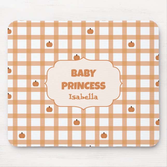 Mousepad Lindo Rato de Gingham de Abóbora (Frente)