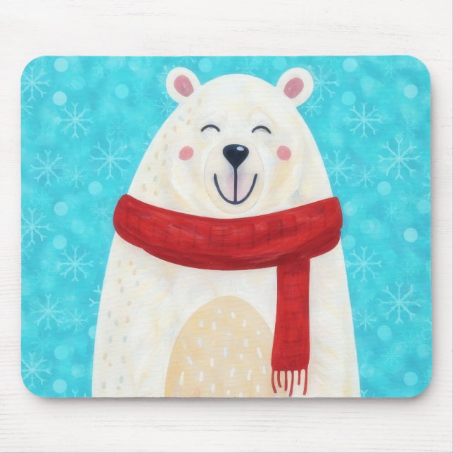 Mousepad Lindo Rato de Inverno de Urso Polar (Frente)