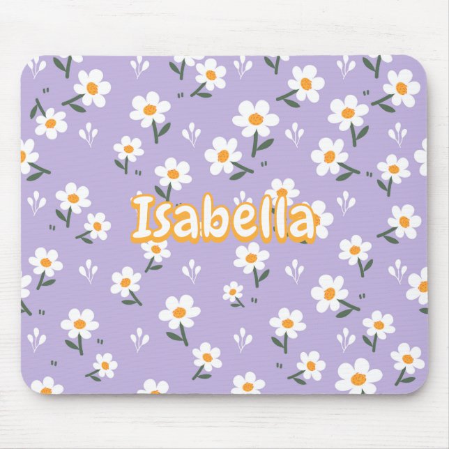 Mousepad Lindo Rato de Lavanda e Margarida para a Primavera (Frente)