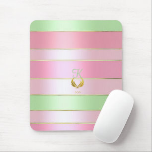 Mousepad Lindo Rosa Pastel e Verde Monogramado