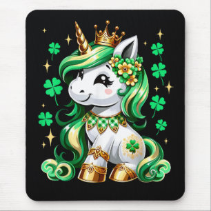 Mousepad Lindo Shamrock de Unicórnio Dia de São Patrício 