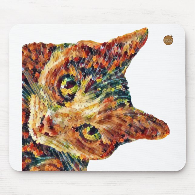 Mousepad Lindo Tapete de Rato de Gato Colorido (Frente)
