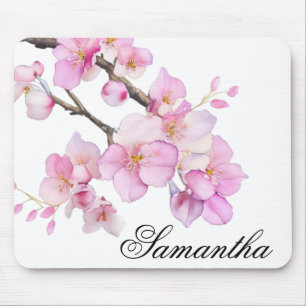 Mousepad Lindos caracteres de flores de cerejeira em aquare