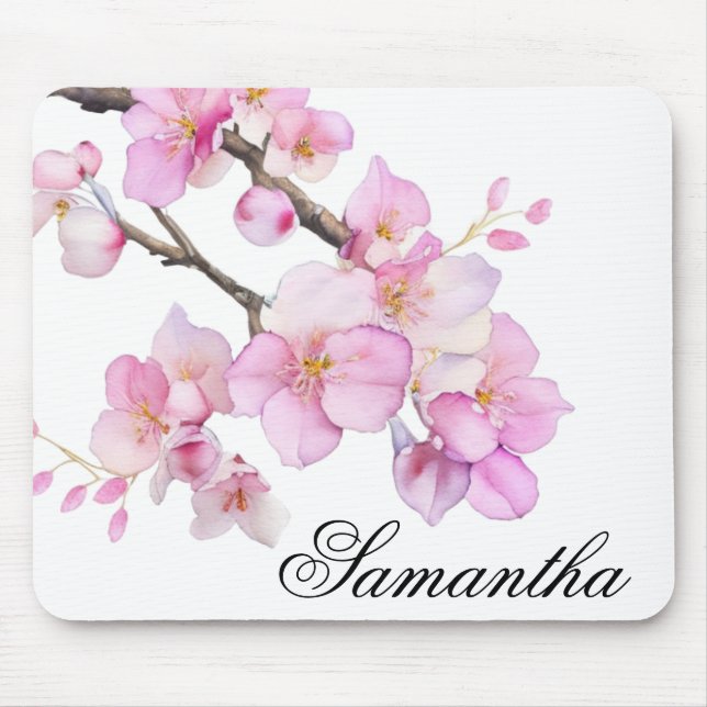 Mousepad Lindos caracteres de flores de cerejeira em aquare (Frente)