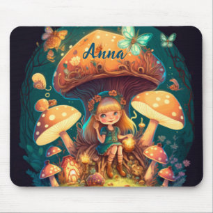Mousepad Lindos elfos brincam sob cogumelos