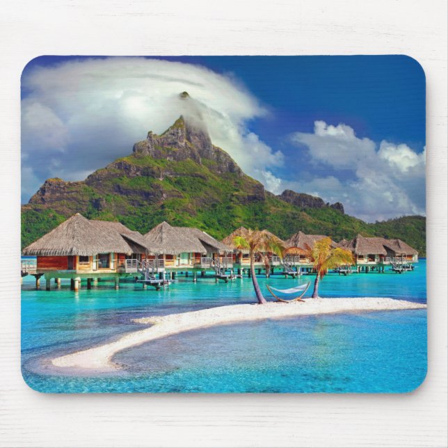 Mousepad Lindos Huts na Água em Bora Bora (Frente)
