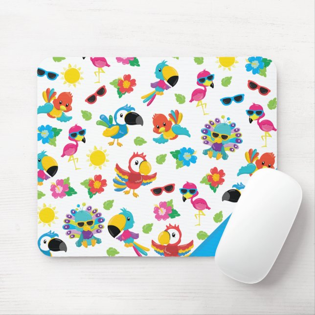 Mousepad Lindos Pássaros Tropicais Padrão de Paraíso Colori (Com mouse)