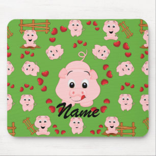 Mousepad Lindos Porquinhos e Estampa de Corações