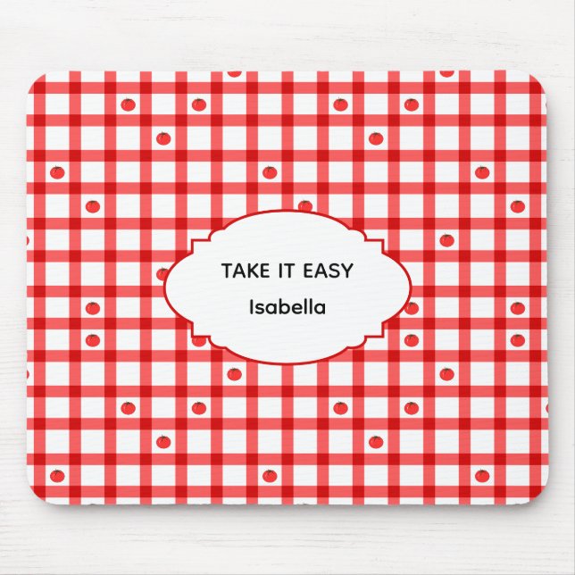 Mousepad Lindos Tomates de Xadrez Vermelho Relaxe (Frente)