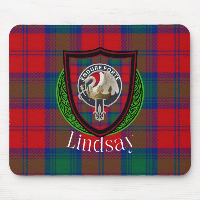 Mousepad Lindsay Scottish Clan Tartan & Crest (Frente)