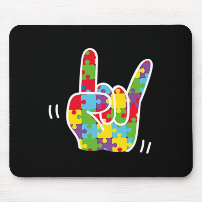 Mousepad Língua de Sinais Asl Amor Mês de Conscientização d (Frente)