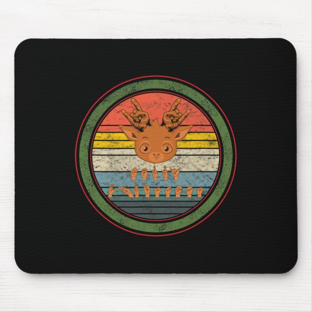 Mousepad Língua de sinais Reindedo de Natal surdo surdo sur (Frente)