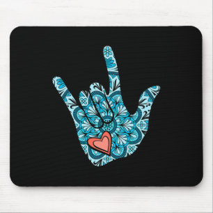 Mousepad Linguagem de Sinal ASL Eu Amo Você Gesture Coração