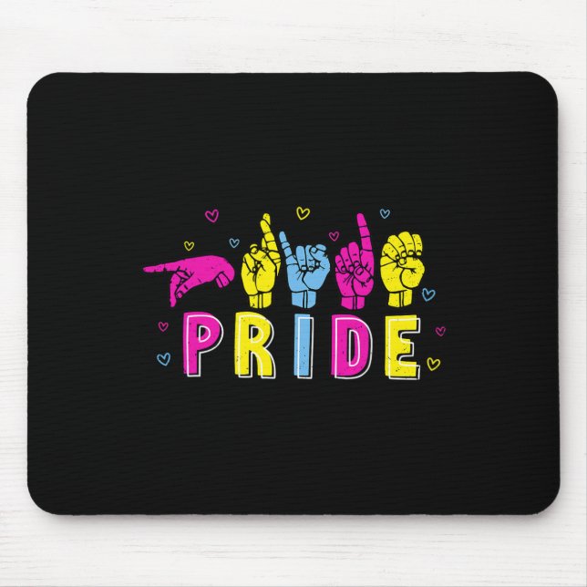 Mousepad Linguagem de Sinal de Orgulho Pan-Arco-Íris ASL tr (Frente)