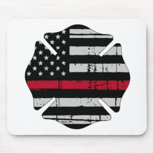 Mousepad Linha vermelha fina da cruz do bombeiro da