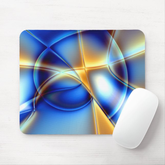 Mousepad Linhas azuis e amarelas e de caracol lanuis (Com mouse)