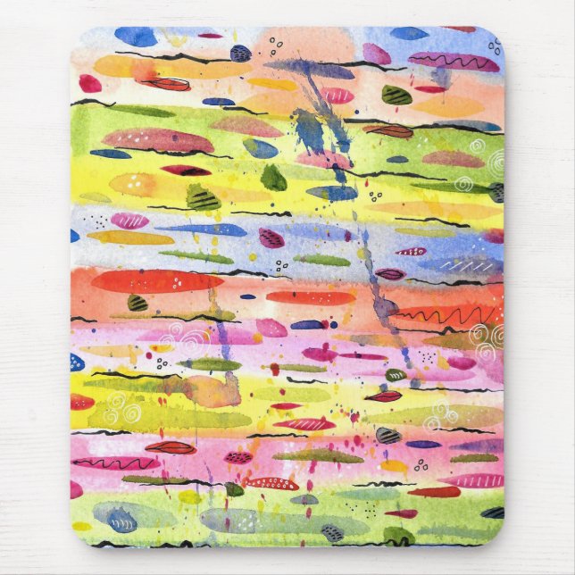 Mousepad Linhas Coloridas Abstrato Aquarela (Frente)