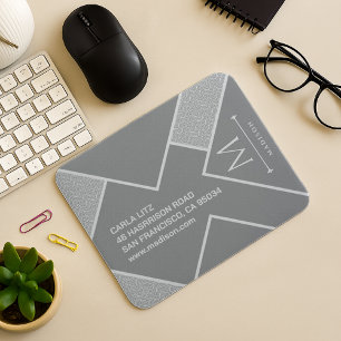 Mousepad Linhas Curvas de Onda Geométrica Negra e Cinza Mod