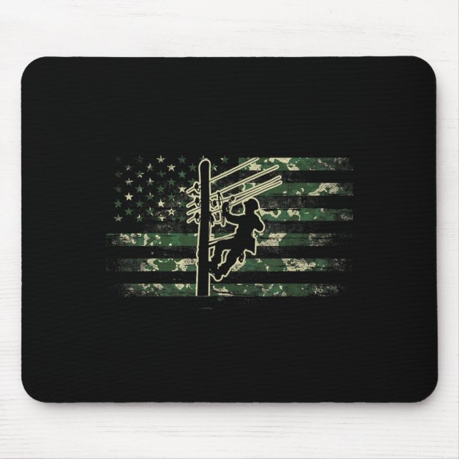 Mousepad Linhas da Bandeira Americana Cabo Elétrico Lineman (Frente)