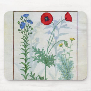 Mousepad Linum, papoilas de jardim e Abrotanum