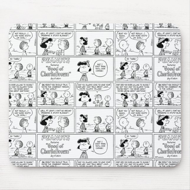 Mousepad Linus diz à Lucy que ela é Crabby (Frente)