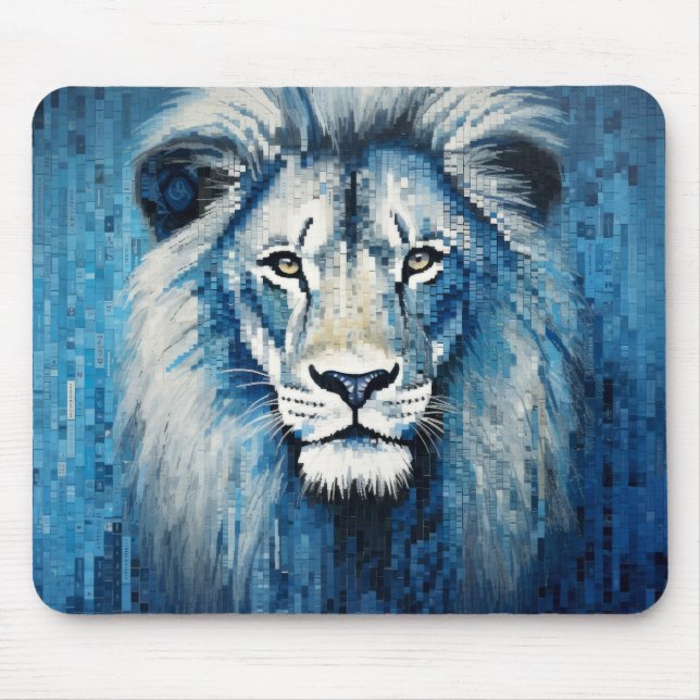Mousepad Lion Animal Art Decor Paint Mosaico (Frente)