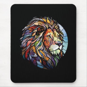 Mousepad Lion Animal Portrait Vidro Armazenado Floresta Sel