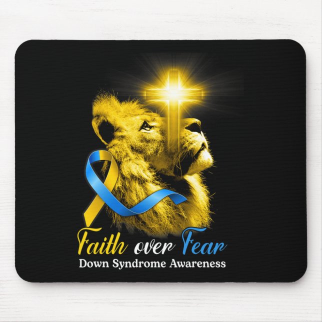 Mousepad Lion Cristão Cruza a Fé sobre a Síndrome do Medo (Frente)