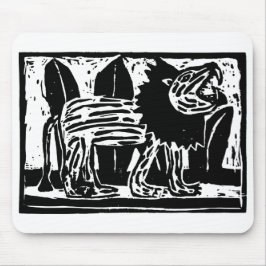 Mousepad Lion Lino Cortado Negro e Branco