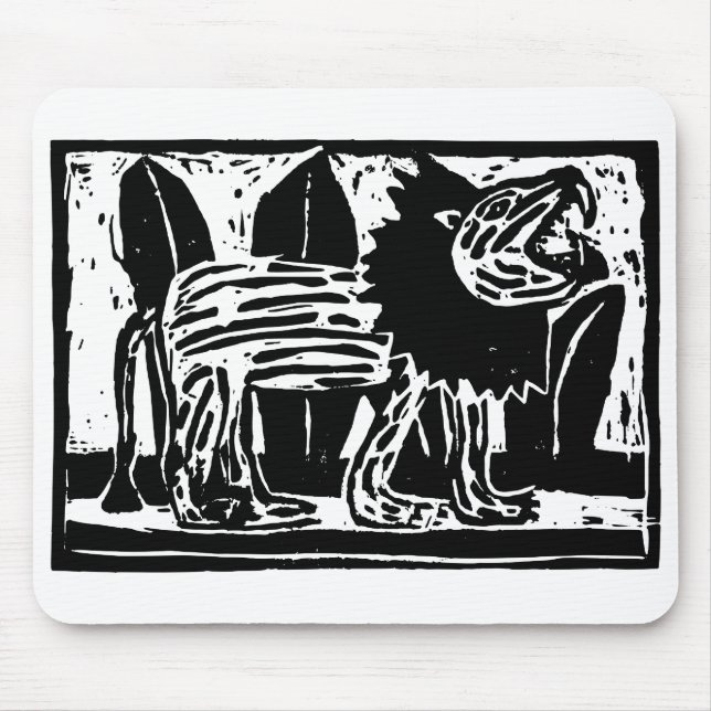 Mousepad Lion Lino Cortado Negro e Branco (Frente)