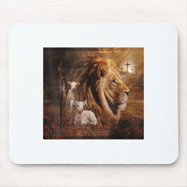 Mousepad Lion Of Judah Lamb God Cross Jesus Light God  (Frente)