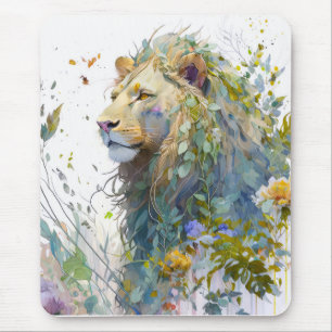 Mousepad Lion Portrait Animal Painting Willife Forest