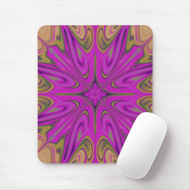 Mousepad Líquido Psicodélico Colorido Abstrato Roxo Laranja (Com mouse)