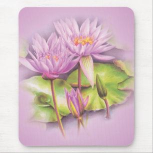 Mousepad Lírio de água roxo arte floral fina tapete de rato
