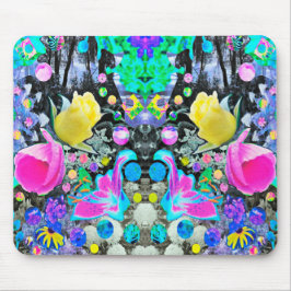 Mousepad Lírio Stargazer, Rosa e Colagem de Hibisco Rosa